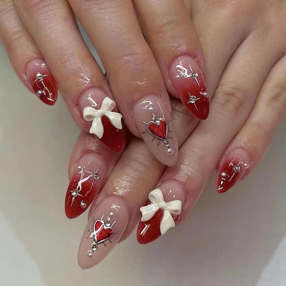 long red french tip acrylic nails