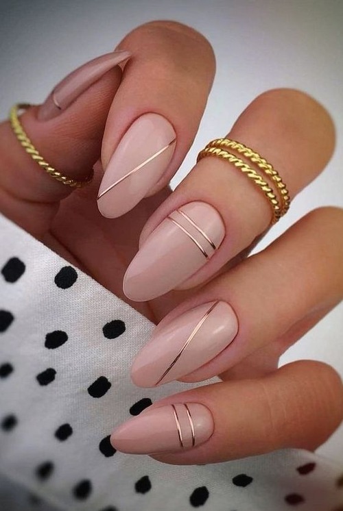 nude pink almond nails - natural pink almond nails