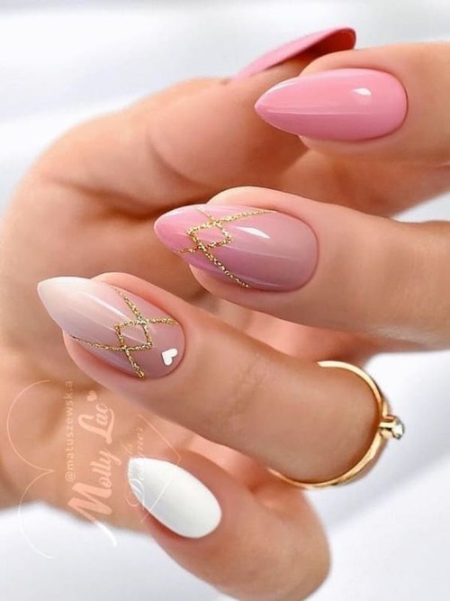 nude pink almond nails - pink almond nail ideas