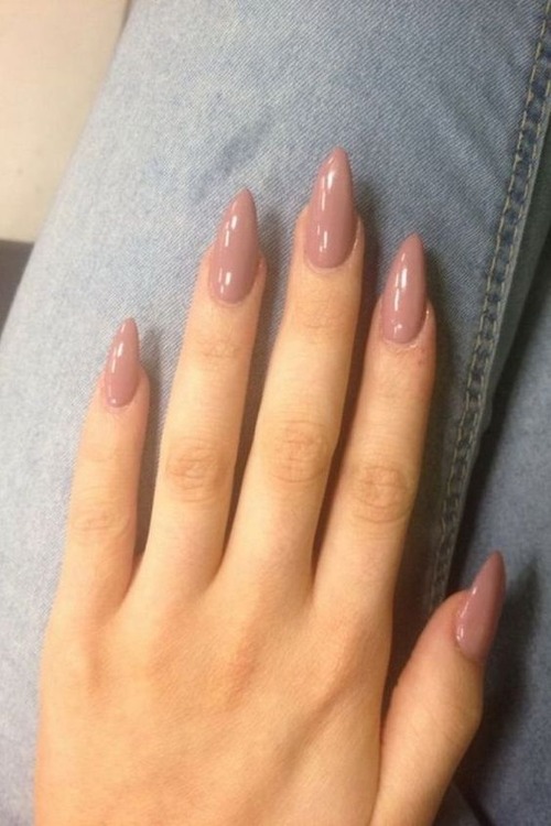 nude pink almond nails - pink almond nails design