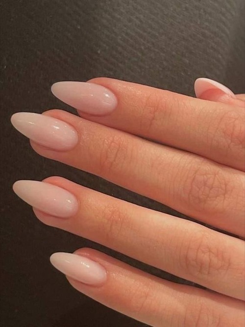 nude pink almond nails - pink almond nails short