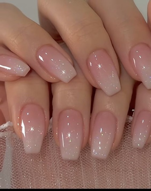 nude pink gel nails - french pink gel polish