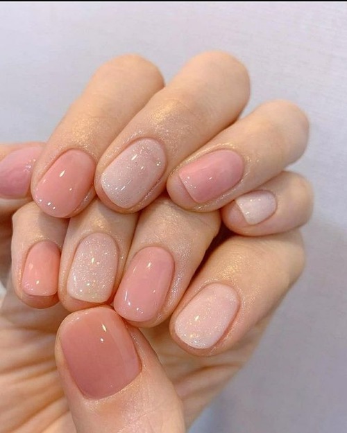 nude pink gel nails - nude pink nails