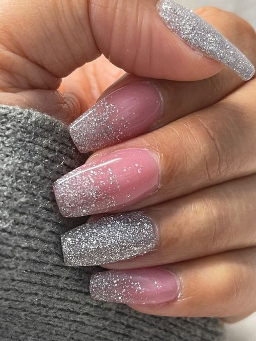 pink and silver nails - blush pink and silver nails