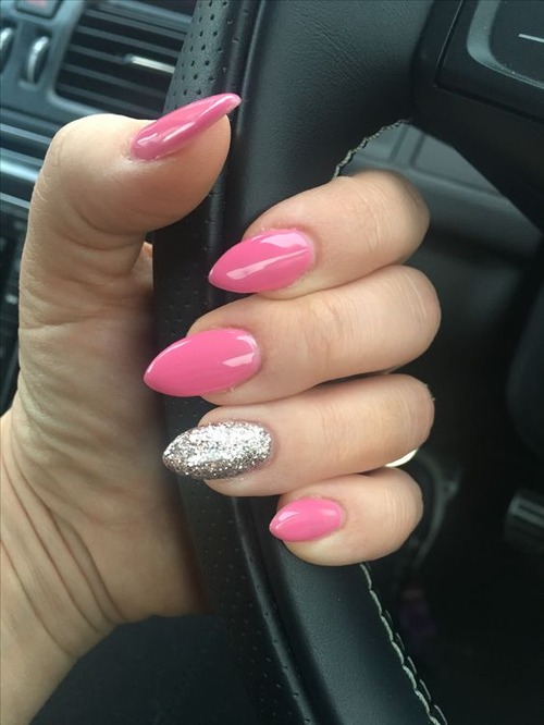 pink and silver nails - hot pink and silver nails