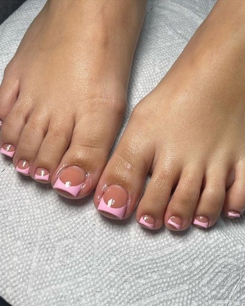 pink and white french tip toes - pink and white french tip toes acrylic