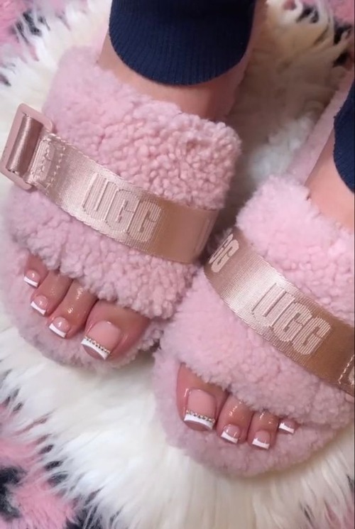 pink and white french tip toes - pink and white french tip toes coffin