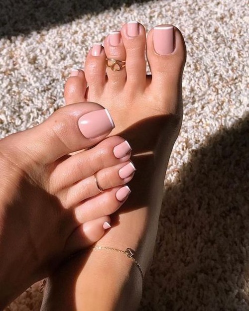 pink french tip toes - pink french tip toes designs