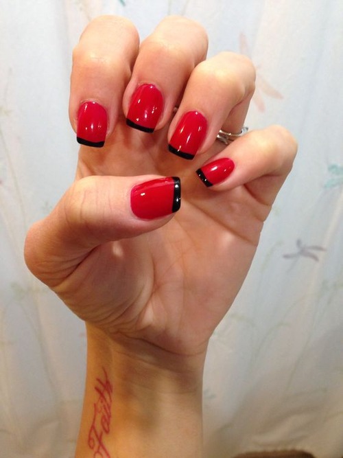 red and black french tip nails - black and red nails