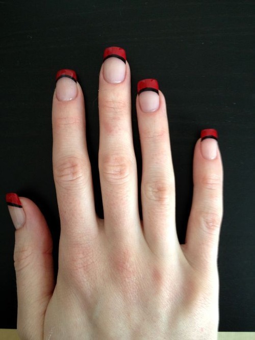 red and black french tip nails - red and black french tip nails designs