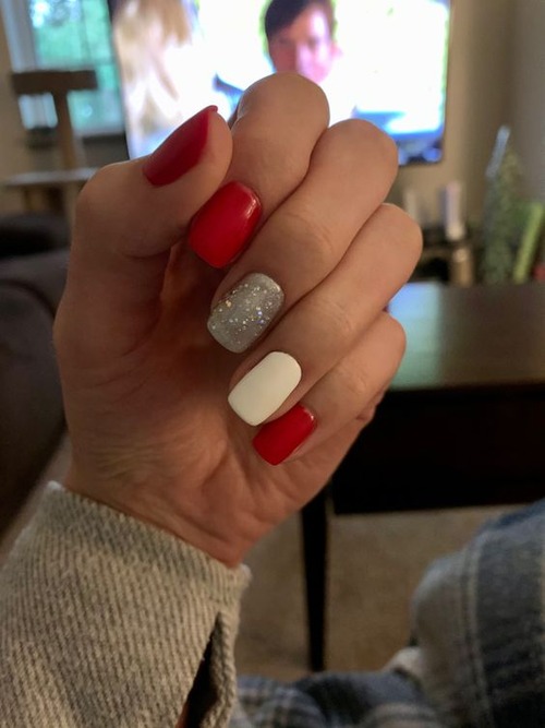 red and silver nails - cute red and silver nails
