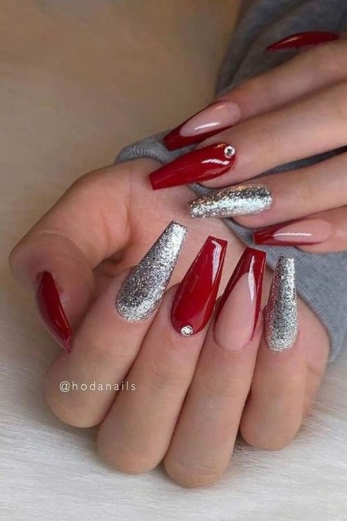 red and silver nails - red and silver nails simple
