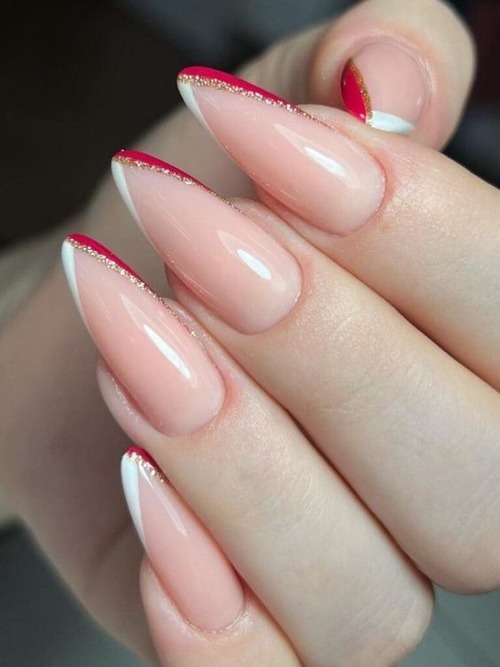 red and white french tip nails - red and white christmas nails french tip