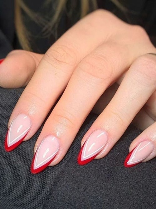 red and white french tip nails - red and white french tip nails short