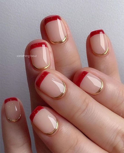 red french tip nails short - red french tip nails short coffin