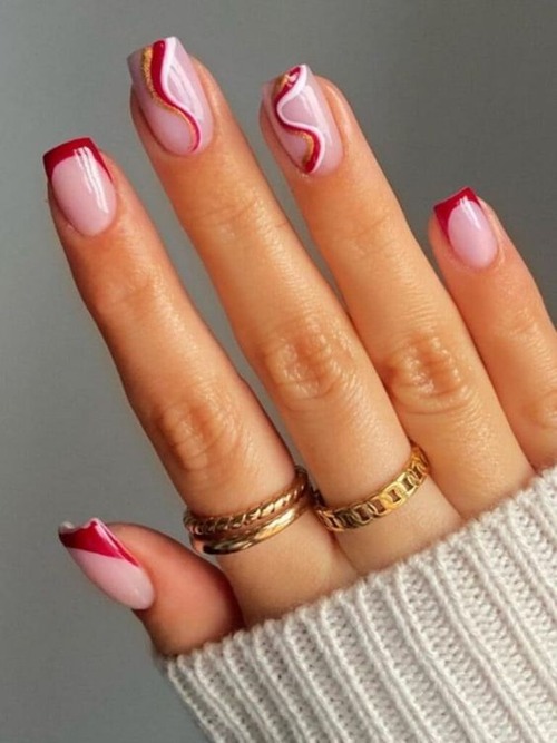 red french tip nails short - red french tip nails short simple