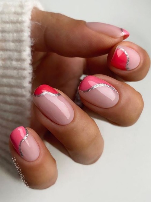 red french tip nails short - red french tip nails short square
