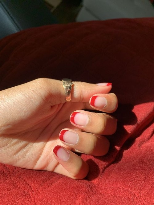 red french tip nails short - what is french tip nails