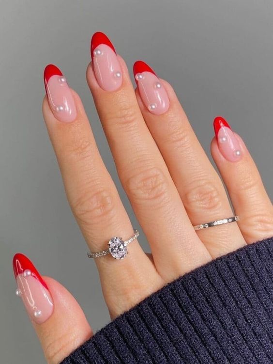 red french tip nails short
