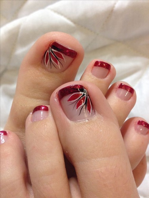 red french tip toes - red french tip toes coffin