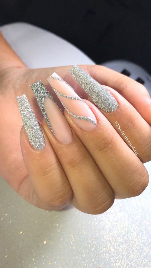 silver glitter nails - silver glitter nails acrylic