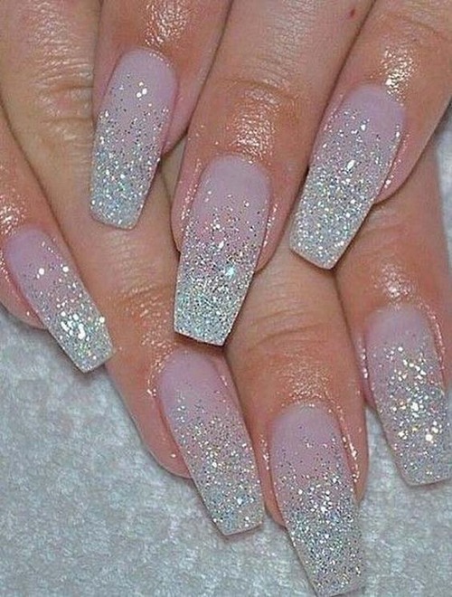 silver glitter nails - silver glitter nails designs
