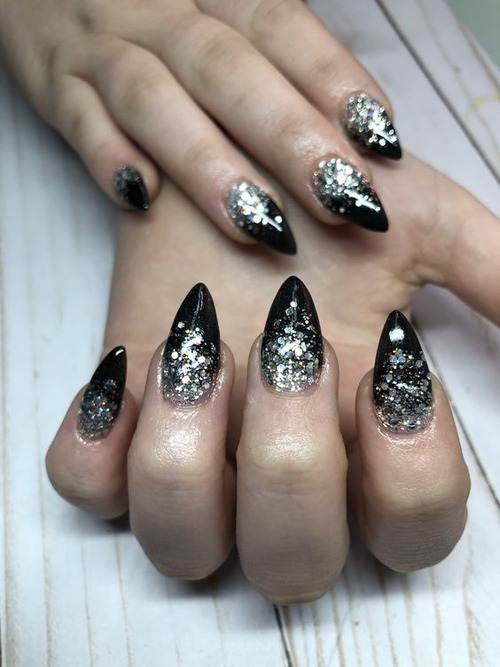 silver glitter nails - silver glitter nails ombre