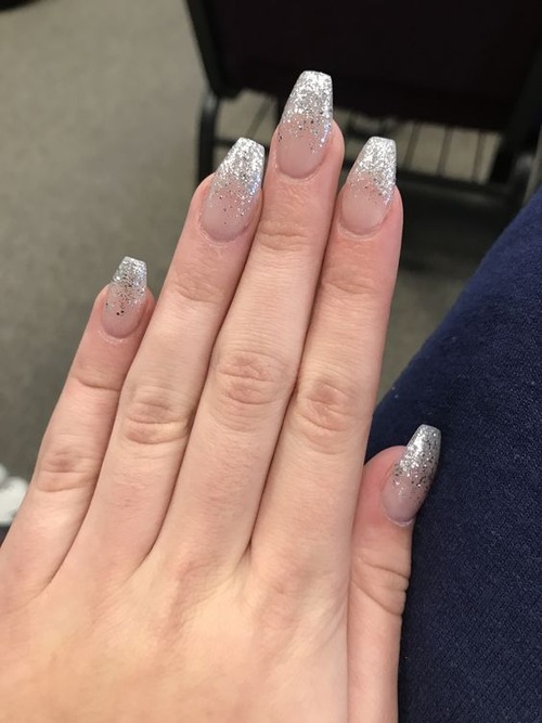 silver sparkly nails - silver sparkly nails with glitter