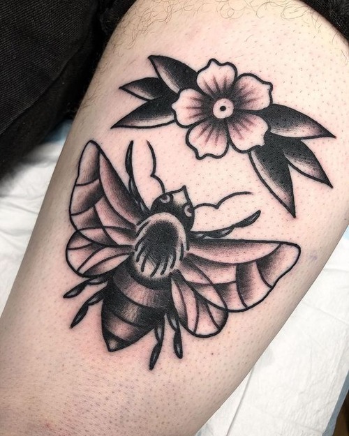 traditional bee tattoo - traditional bee tattoo forearm