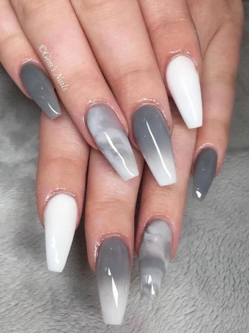 white and silver nails - cute white and silver nails