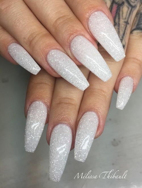 white and silver nails - white and silver acrylic nails