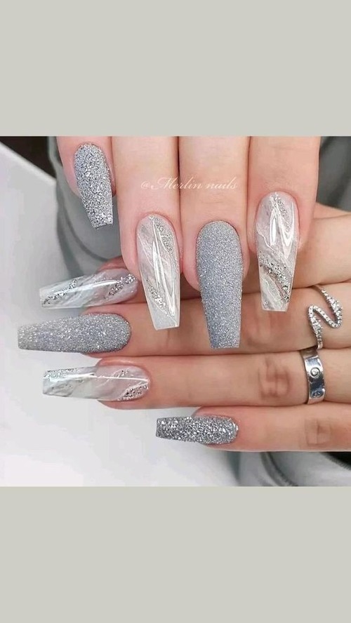 white and silver nails - white and silver nails designs