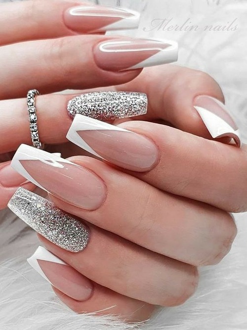 white and silver nails - white and silver nails ombre