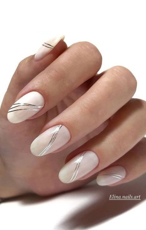 white and silver nails - white and silver nails pinterest