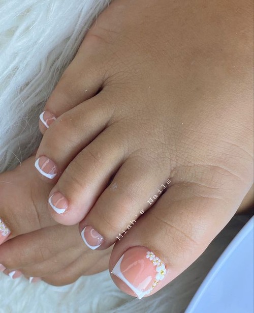 white french tip toes - white french tip acrylic toes