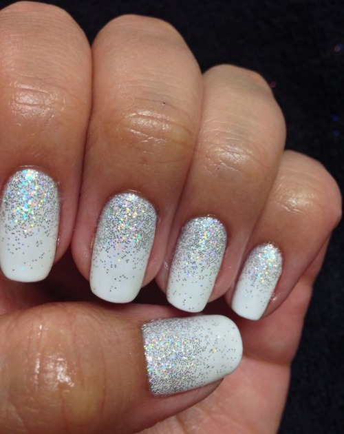 white sparkly nails - clear white sparkly nails
