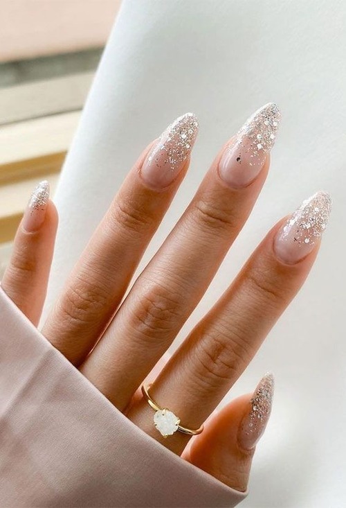 white sparkly nails - white sparkly nails dip