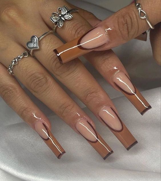 bect brown french tip nails