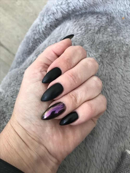 black chrome nails - black and gold chrome nails