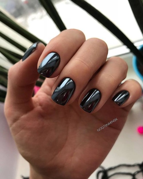 black chrome nails - black chrome nails almond