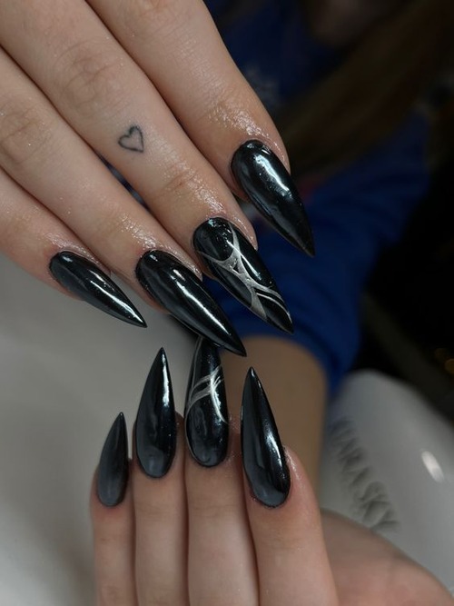 black chrome nails - black chrome nails short