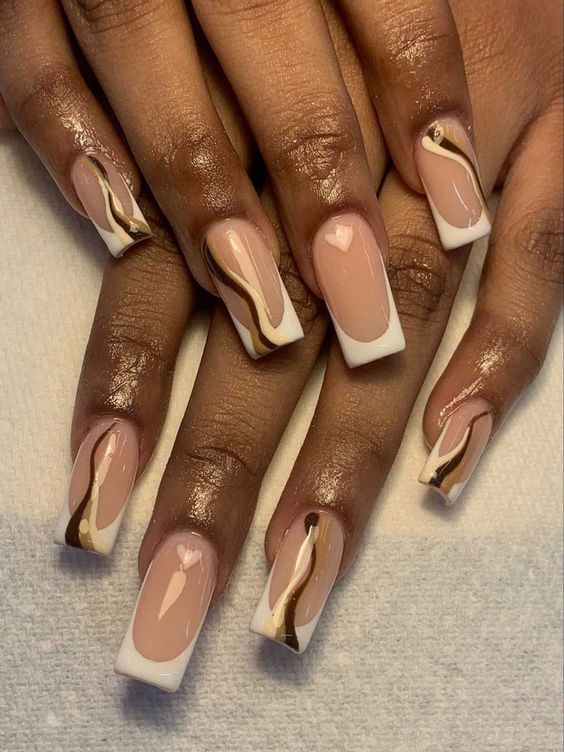 brown french tip nails black girl