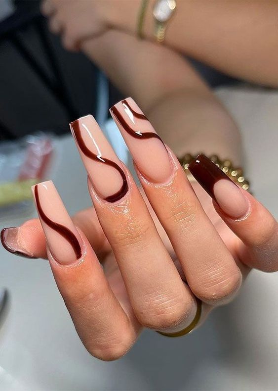 brown nails white tip nails square