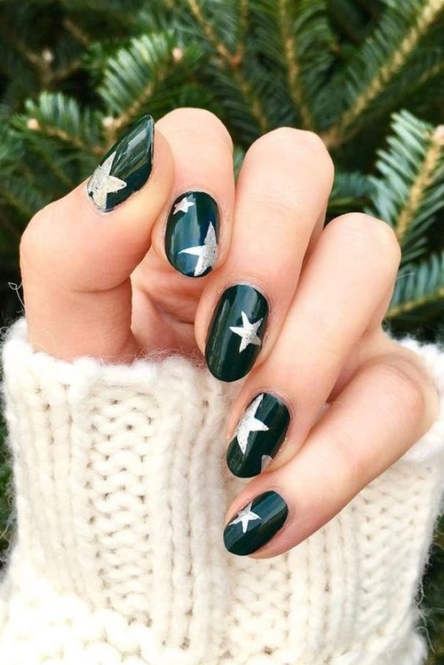 dark green christmas nails - dark green nails