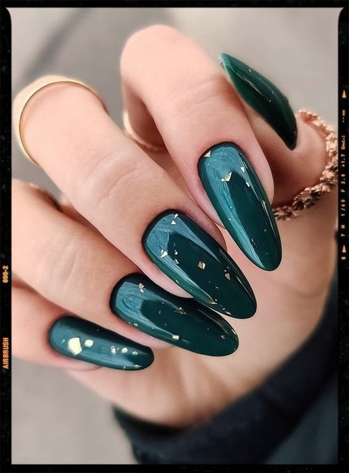 emerald green acrylic nails - emerald green nails