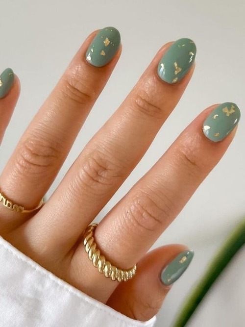green and gold nails - emerald green and gold acrylic nails