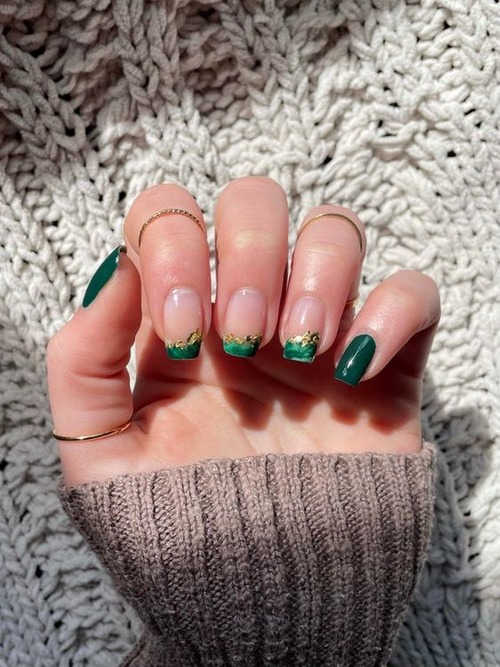 green and gold nails - green and gold nails simple