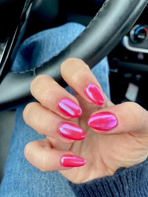 pink chrome nails - hot pink chrome nails