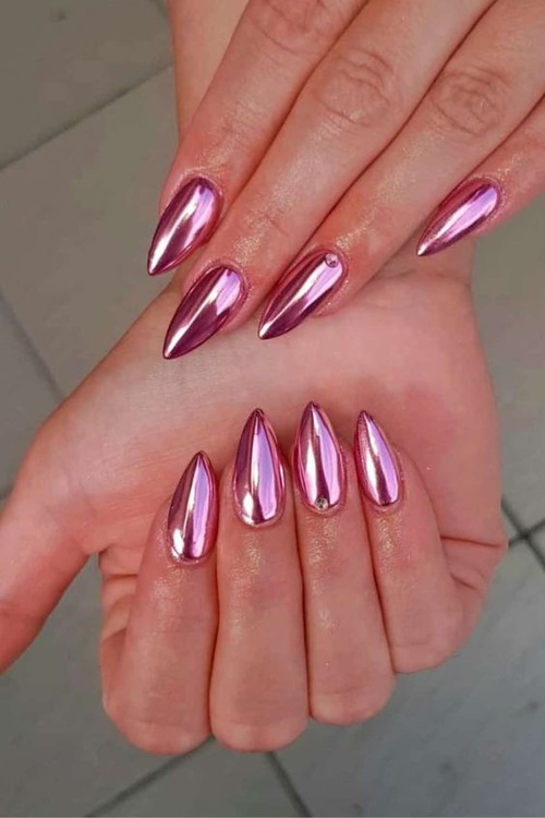 pink chrome nails - pink chrome nails designs