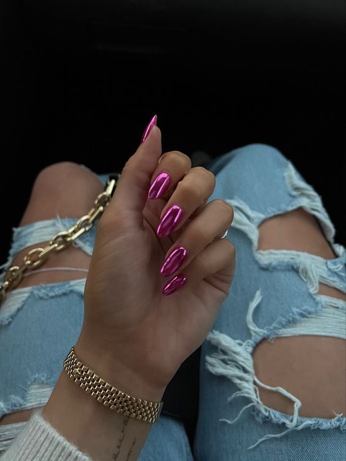 pink chrome nails - pink chrome nails french tip